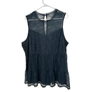 Torrid Lace Round Neck Sleeveless Shear Hem Tank Top Blouse Size 2X Evening